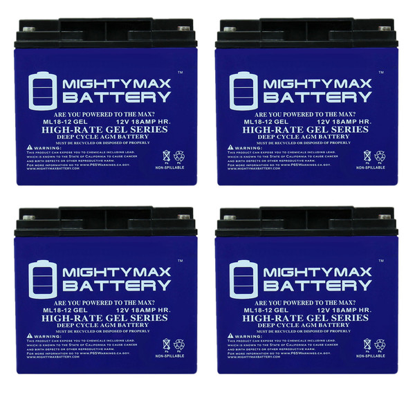 Mighty Max Battery 12V 18AH GEL Battery Replaces E-Wheel EW-36 Mobility Scooter - 4 Pack ML18-12GELMP4730